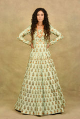 DANCING DOLLS ON TEA-GREEN