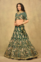 FOREST GREEN GARDENIA LEHENGA