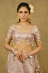 GANGA-YAMUNA PINK RIVERIA LEHENGA