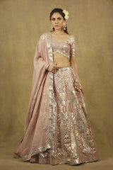 GANGA-YAMUNA PINK RIVERIA LEHENGA