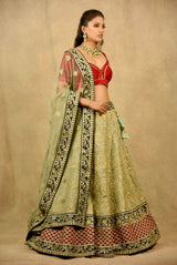 PALATIAL CARDAMOM GREEN LEHENGA