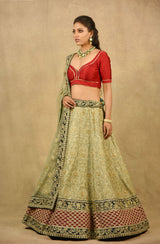 PALATIAL CARDAMOM GREEN LEHENGA