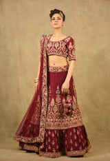 RED DAREECHA LEHENGA