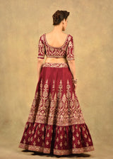 RED DAREECHA LEHENGA