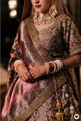 Rose Gold Embroidered Bridal Lehenga
