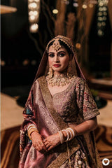 Rose Gold Embroidered Bridal Lehenga