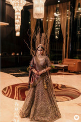 Rose Gold Embroidered Bridal Lehenga
