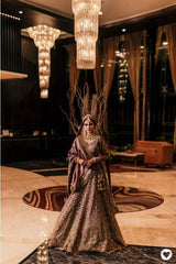 Rose Gold Embroidered Bridal Lehenga