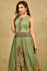 RUSTIC GREEN ORNATE CHARM TUNIC