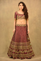 WINE RED HUSN-AE-FIZA LEHENGA