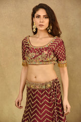WINE RED HUSN-AE-FIZA LEHENGA