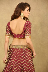 WINE RED HUSN-AE-FIZA LEHENGA