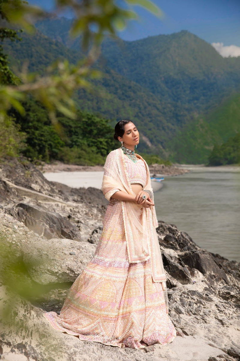 Quality Pastel Hues Dreamscape Lehenga