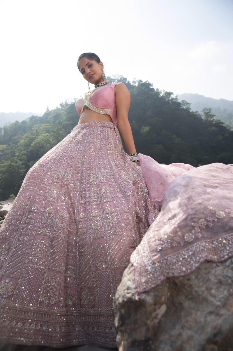 Pastel lavender lehenga