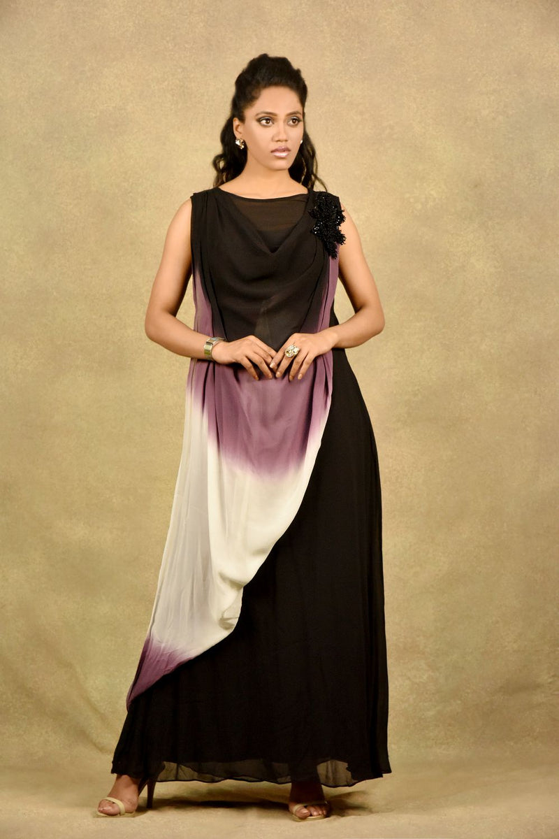 BLACK-DYE OMBRE WAVE DRAPE