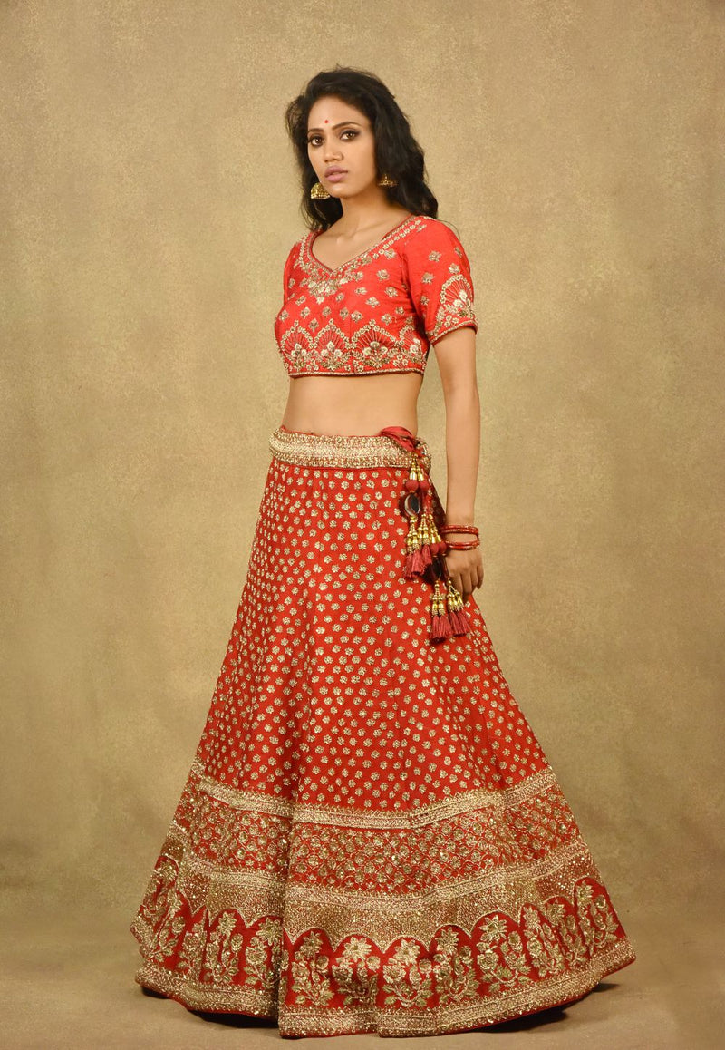 LUSH RED MAHARANI SAHIBA LEHENGA
