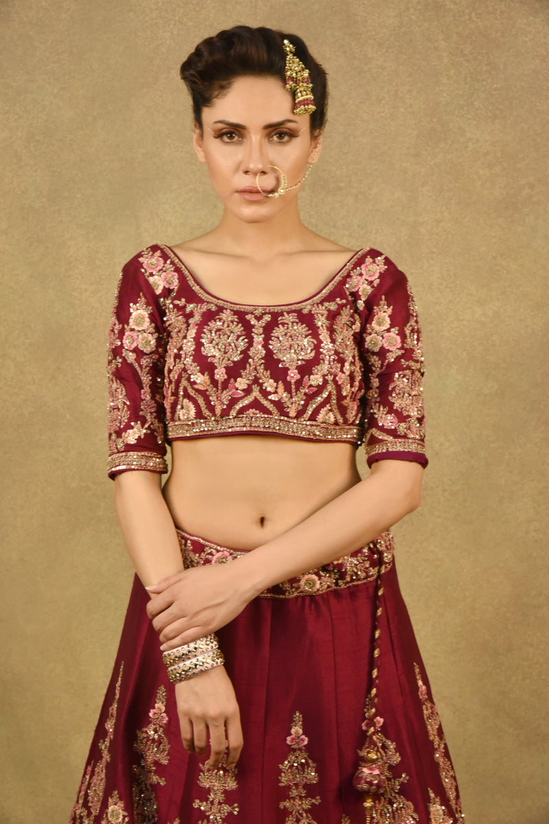 RED DAREECHA LEHENGA