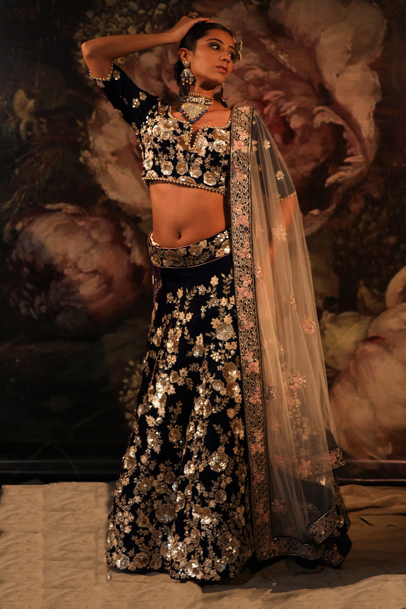 ROYAL BLUE LELAH LEHENGA SET