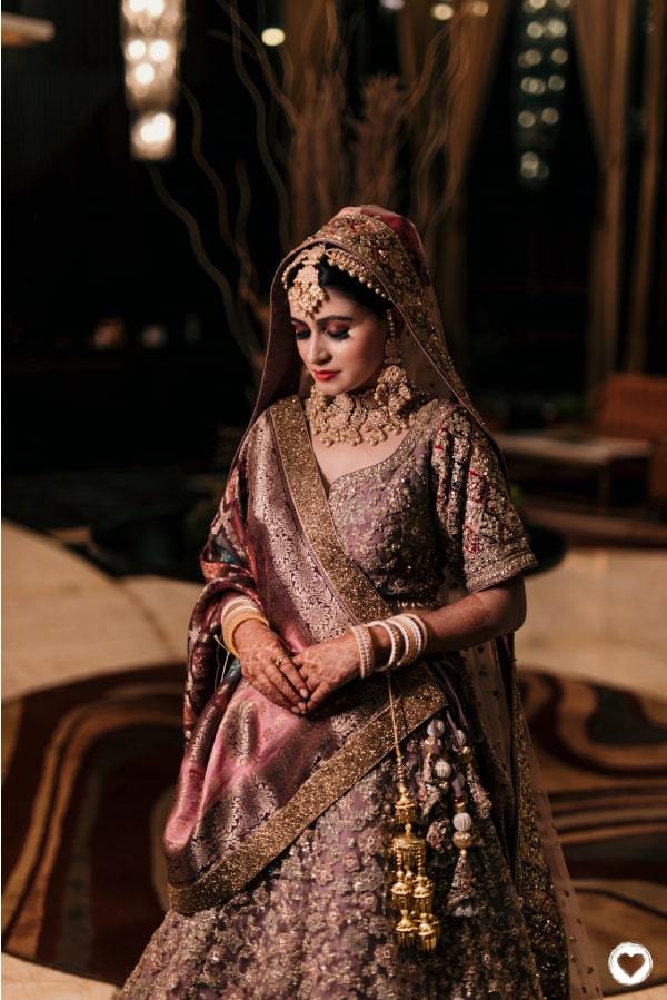 Rose Gold Embroidered Bridal Lehenga