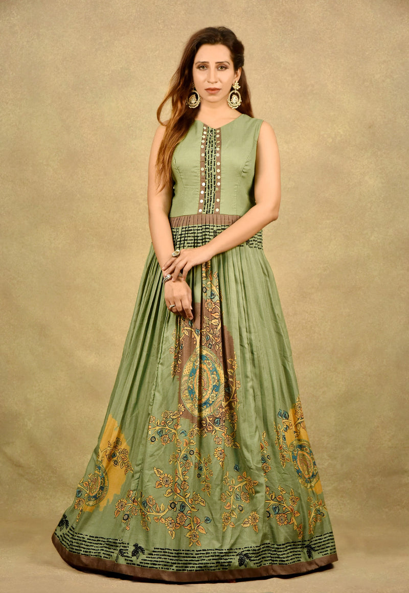RUSTIC GREEN ORNATE CHARM TUNIC