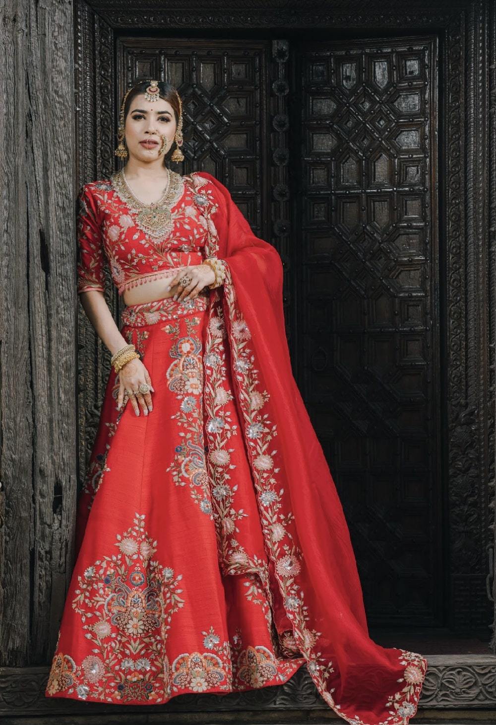 white christmas dresses Chandni Chowk Lehenga by Shopping World main image 0